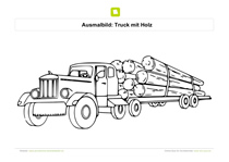 Ausmalbild Truck mit Holz