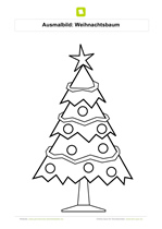 Ausmalbild Weihnachtsbaum mit Schmuck