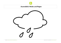 Ausmalbild Wolke und Regen