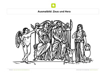 Ausmalbild Zeus und Hera auf Thron