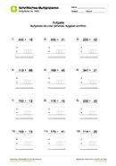 Mathe Schriftliches Multiplizieren