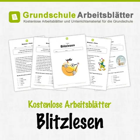 Kostenlose Arbeitsblätter Blitzlesen