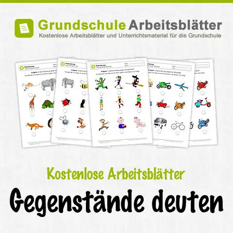 Kostenlose Arbeitsblätter Gegenstände deuten