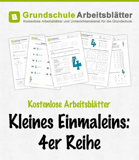 Kostenlose Arbeitsblätter: Kleines Einmaleins - 4er Reihe