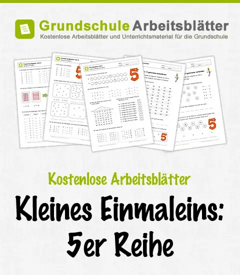 Kostenlose Arbeitsblätter: Kleines Einmaleins - 5er Reihe