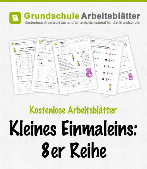 Kostenlose Arbeitsblätter: Kleines Einmaleins - 8er Reihe