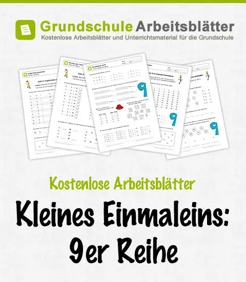 Kostenlose Arbeitsblätter: Kleines Einmaleins - 9er Reihe