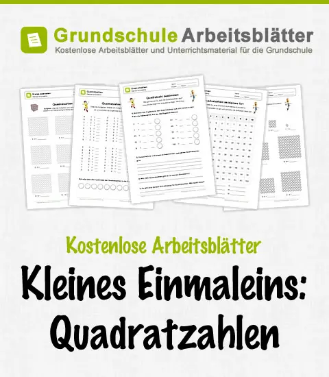 Kostenlose Arbeitsblätter: Kleines Einmaleins - Quadratzahlen