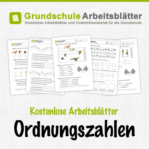 Kostenlose Arbeitsblätter Ordnungszahlen