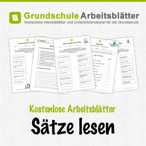 Kostenlose Arbeitsblätter Sätze lesen