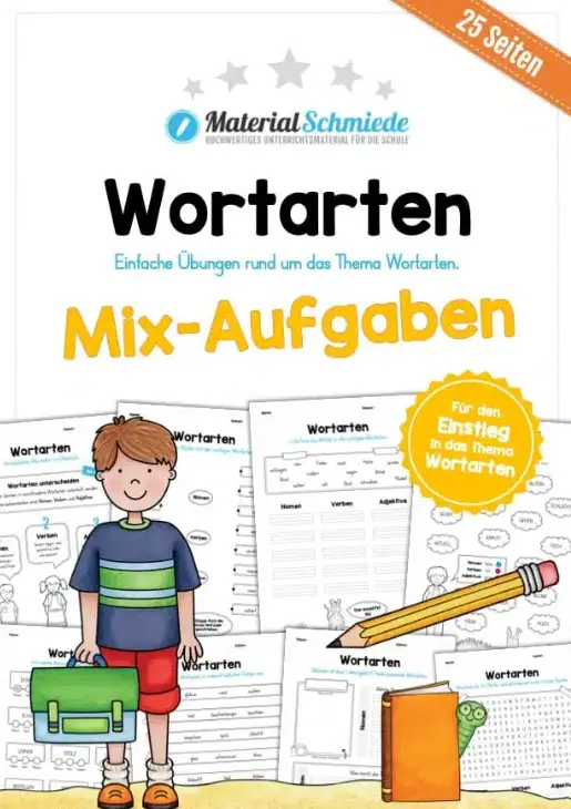 Wortarten-Bestimmungsfächer Für Deutsch – 10 Karten, Für Schüler Ab 4. Klasse, Lernhilfe Grammatik